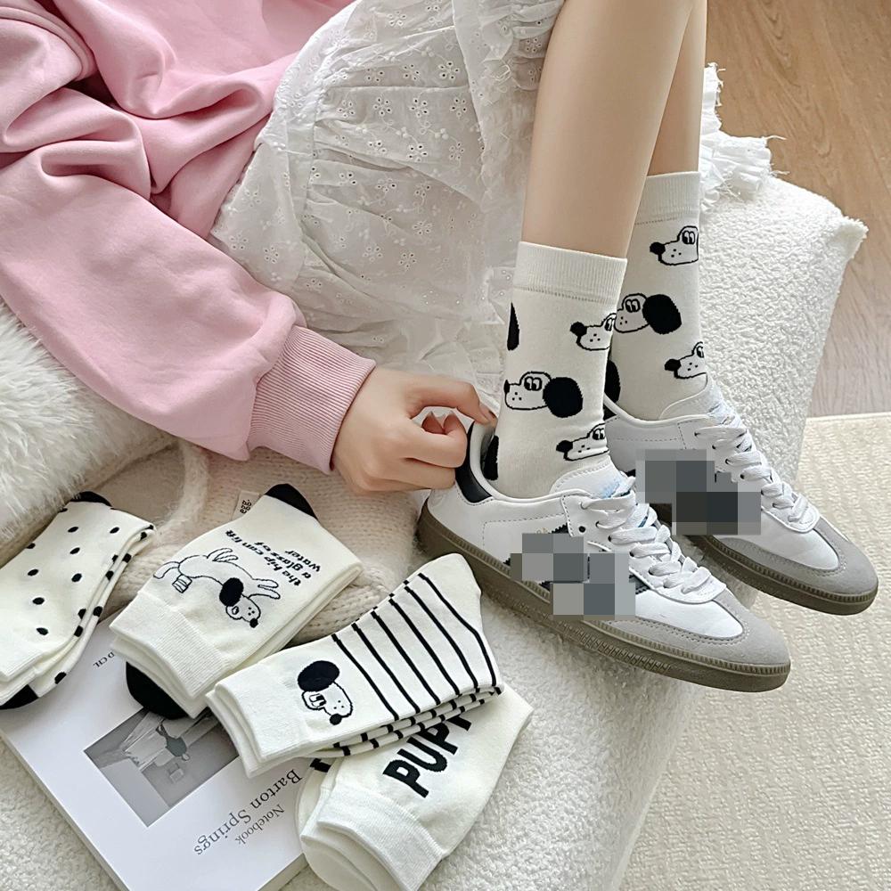 Harajuku Vintage женские носки осень зима новые трикотажные хлопковые эластичные длинные носки женские японские милые носки в горошек Kawaii Sox