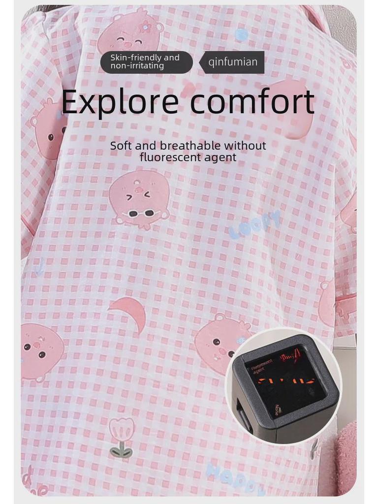 Пижамные комплекты Cross-border Summer Cloud Cotton Cartoon для девочек — топы с короткими рукавами и шорты для детей среднего и старшего возраста.