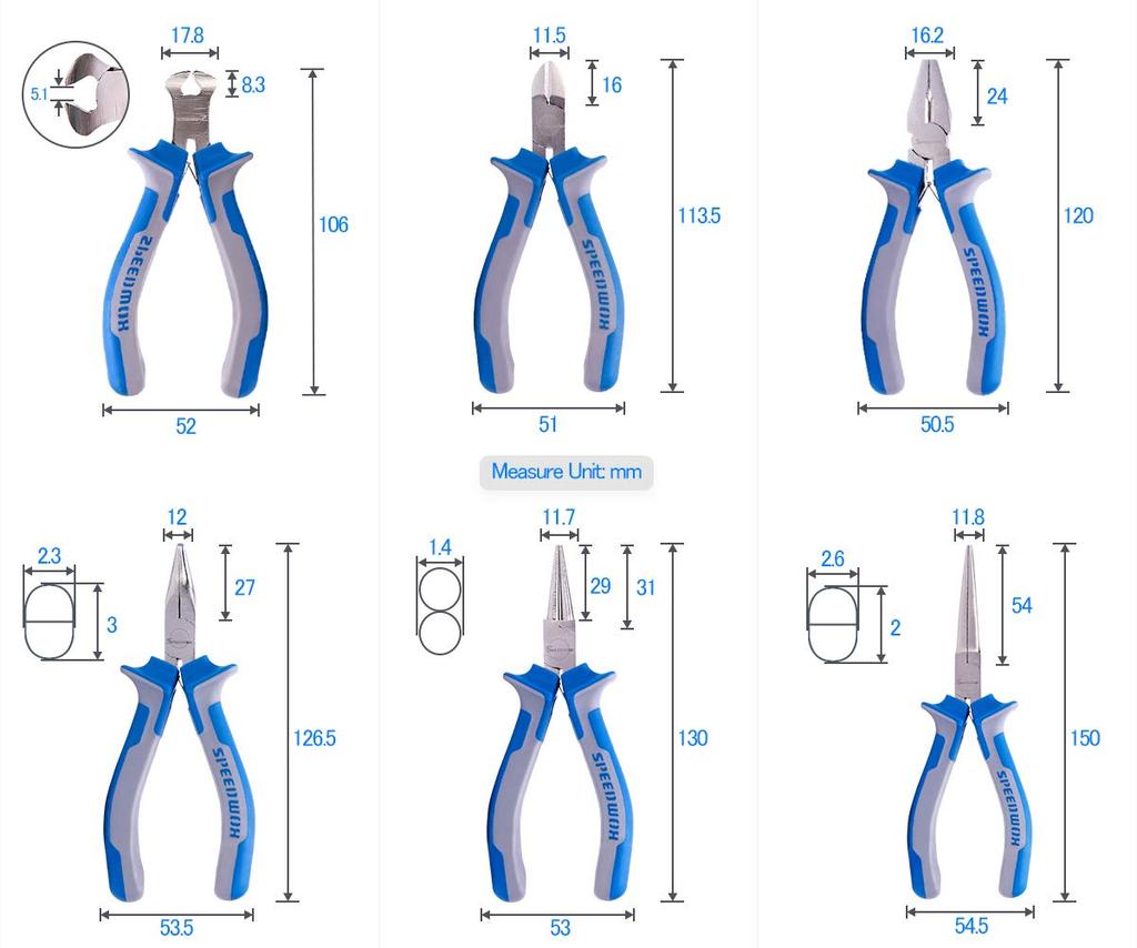 SPEEDWOX Mini Pliers 6 with Storage Cutting Precision Strong Professional Repair Accessory Micro Handmade Hobby Handicraft Beginner Set, Pieces, Case,