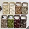 Глянцевый Однотонный 3D Чехол для Телефона с Кремовым Узором Для iPhone 17 Air 16 15 14 13 Pro Max Мягкий Ударопрочный Силиконовый Чехол Девочки