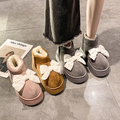 Удобные пушистые туфли на плоской подошве для женской осени и зимы, новые водонепроницаемые повседневные универсальные зимние ботинки