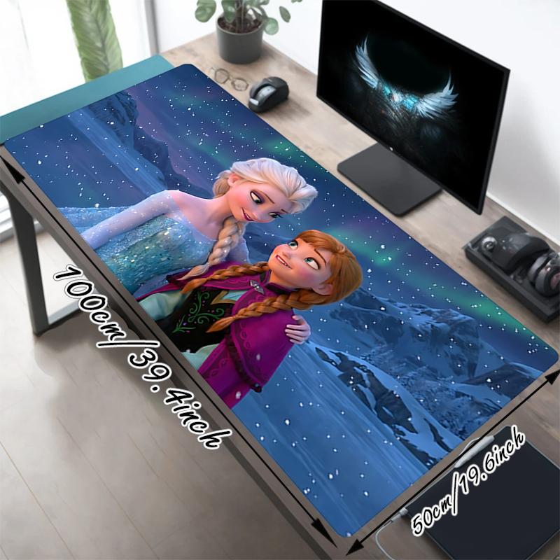 1Pc Elsa Anna'S Northern Lights Adventure Gaming Mouse Pad Keyboard Desk Mat Non-slip Rubber Lock Edge Waterproof Computer Mousepad for Office Home De