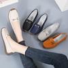 New Bean Shoes Women's Genuine Leather One Step Lazy Shoes Soft Soled Single Shoes Metal Buckle Mom Shoes