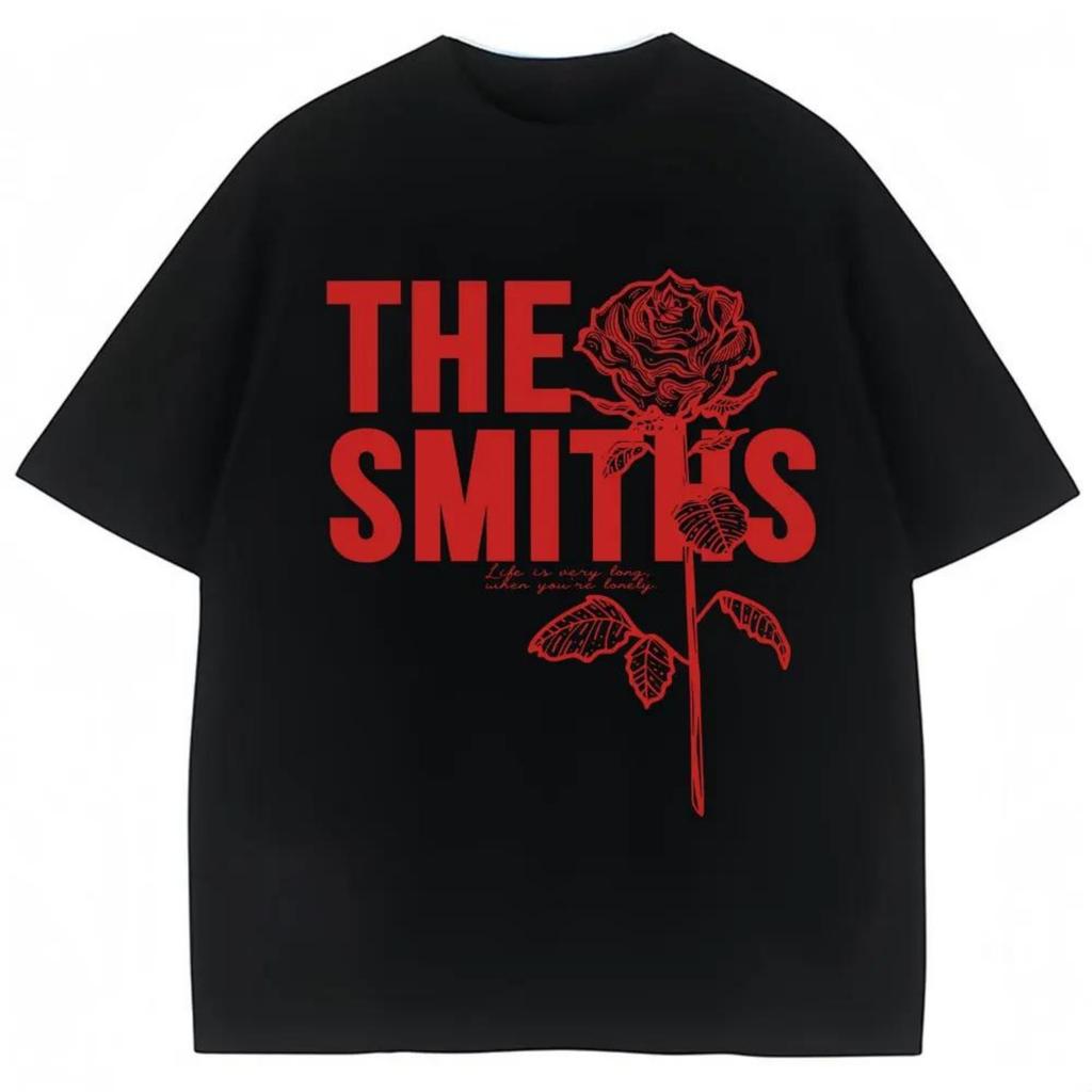Футболка с графическим принтом Rock Band The Smiths Мужская Женская Модная Хип-Хоп Винтажная Харадзюку Футболки Оверсайз Повседневные Хлопковые Футболки Уличная Одежда