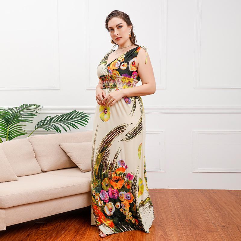 Летнее женское платье без рукавов в богемном стиле, пляжные платья больших размеров, длинные морские платья