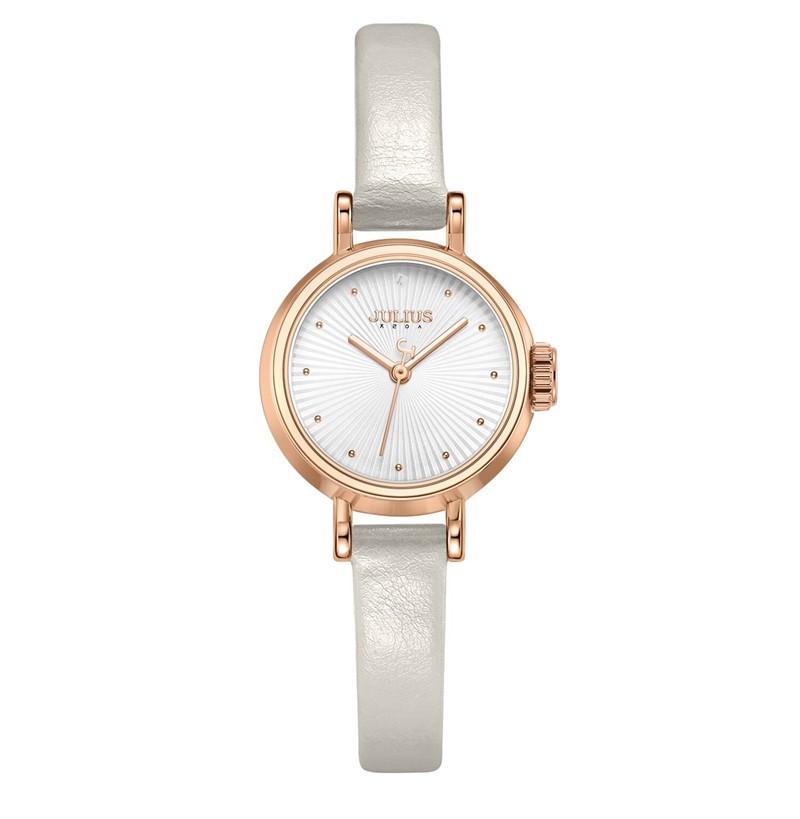 Julishi's New Korean-Style Fashionable Compact Thin Strap Simple Round Quartz Women's Watch with Sunburst Pattern, Genuine Product