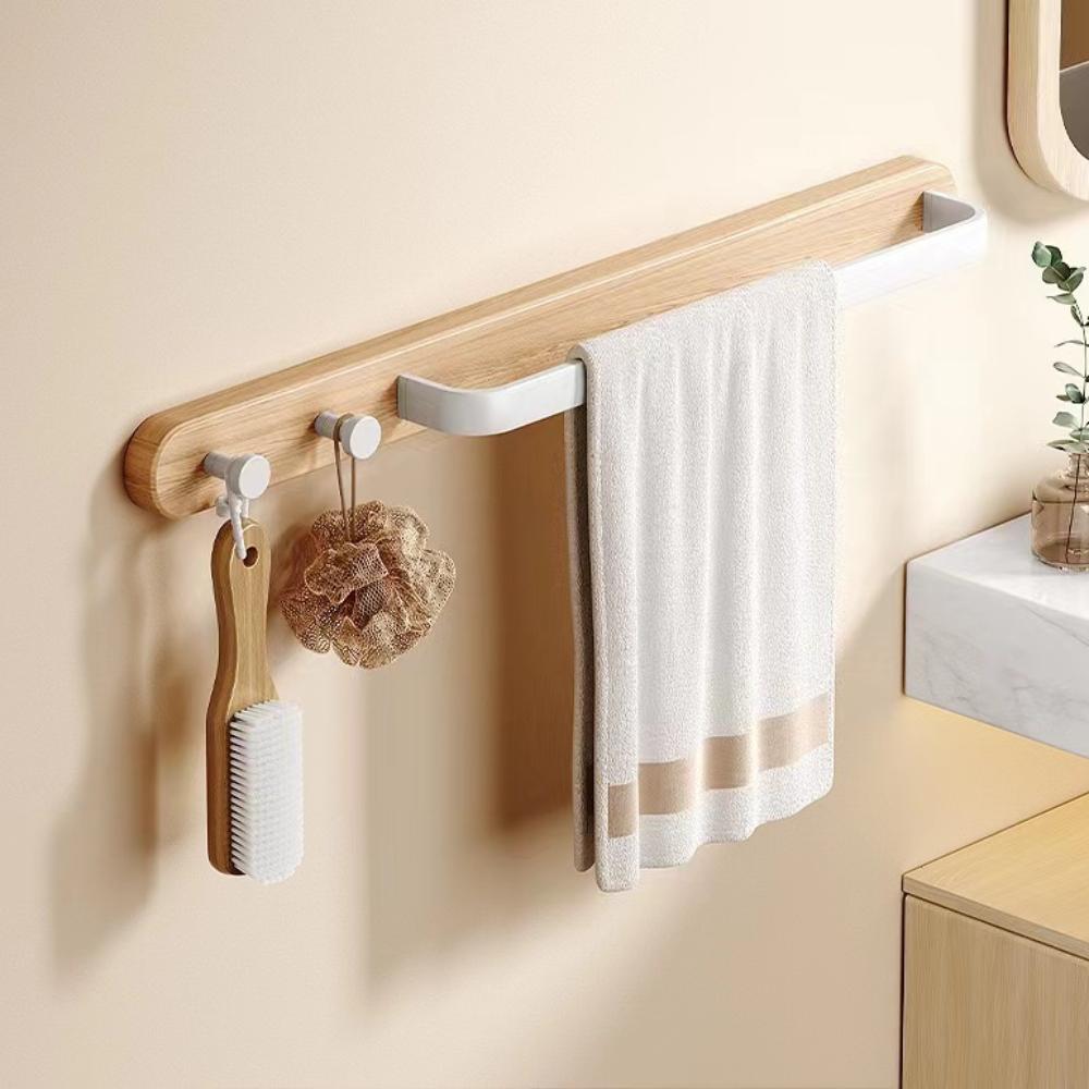 Вешалка для полотенец из орехового дерева с металлическим стержнем, настенная вешалка для полотенец, крючок для ванной комнаты