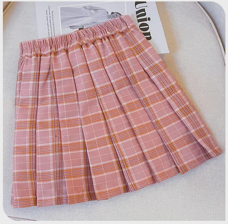 Комплект из двух предметов: юбка в клетку с длинными рукавами для девочек JK — стиль колледжа