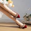 Design Shoes Spring/Autumn Pointed Toe Party Women's Thick Heels Fashion New Bride Red Suede Wedding Shoes Zaptos Mujer