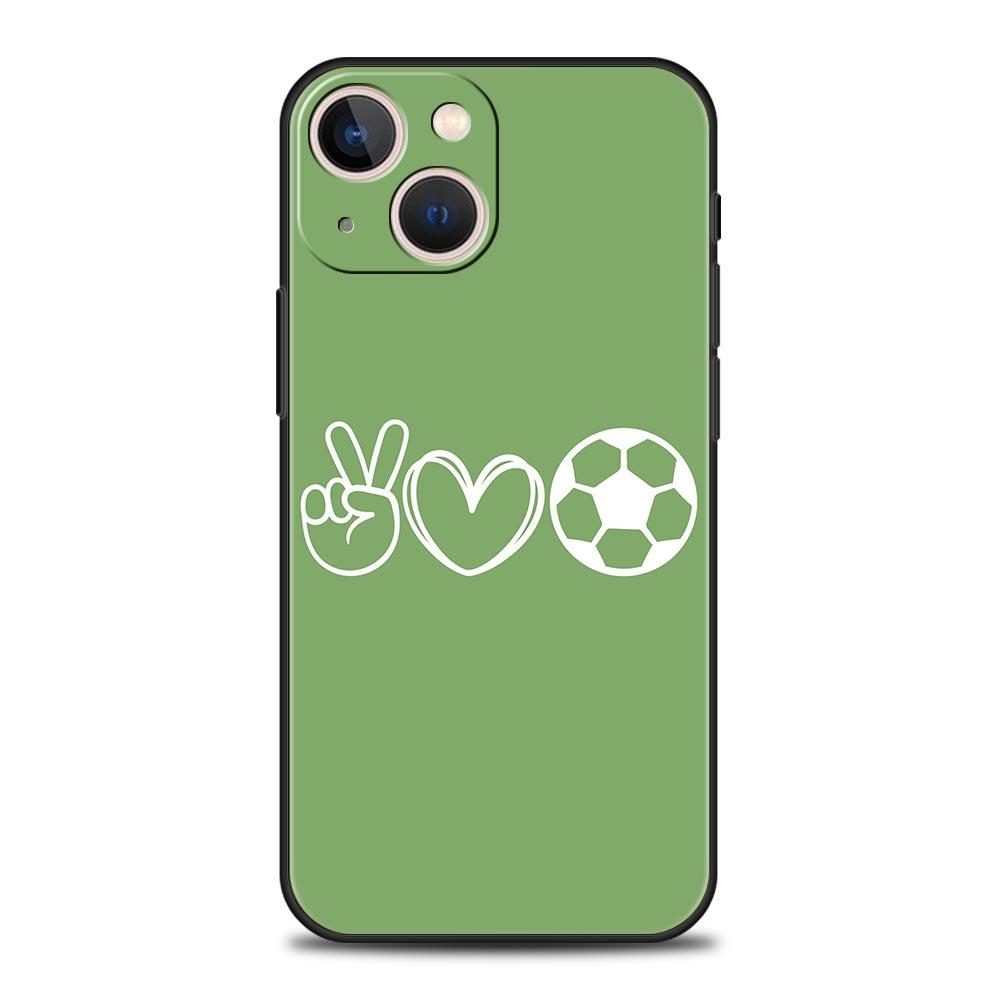 Чехол для iPhone 17 16e 15 14 13 12 11 Pro Max SE 7 8 Plus Чехол iPhone 16 Мягкая TPU Крышка Футбол Сердцебиение