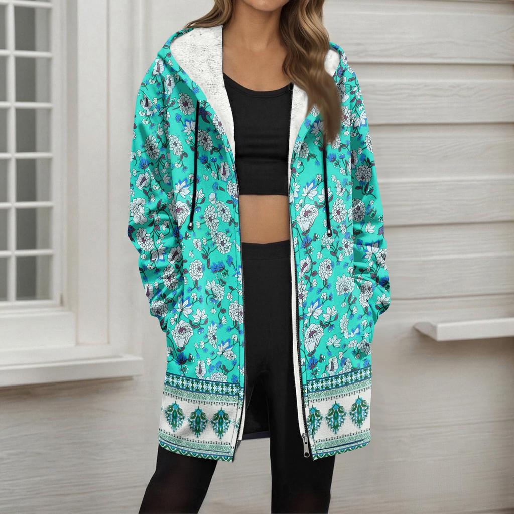 Женская модная флисовая куртка-худи свободного кроя на молнии с градиентным принтом