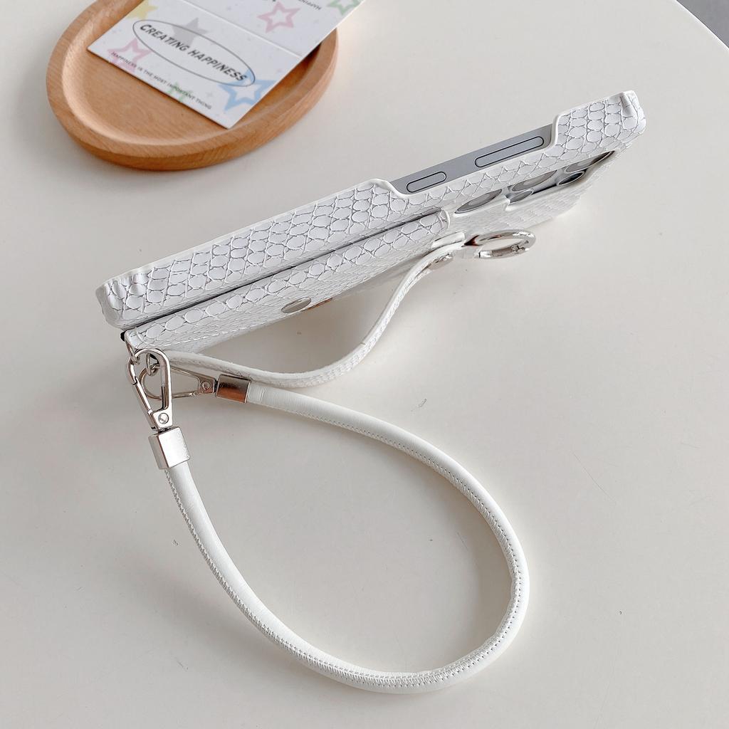 For Samsung Galaxy S24 Ultra Case Card Holder Wristband Lacquered Snake Texture PU + PC Back Cover with Lanyard