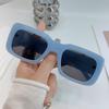 New summer travel concave shape European and American sunglasses, thin fashion thick legs, large square frame, light blue sunglasses for women