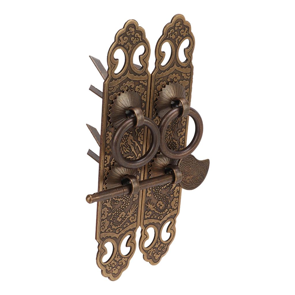 2 комплекта Накладка на дверцу шкафа Счастливый узор Вертикальный тип Прямая ручка Бронза Китайская латунь Дверная ручка