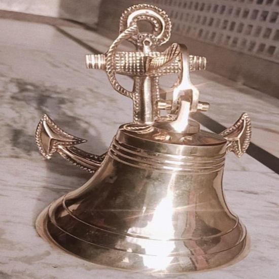 Латунный настенный колокол Морской латунный корабельный колокол с декором в виде якоря подвесной колокол Латунный дверной колокол Подарок на Хэллоуин,