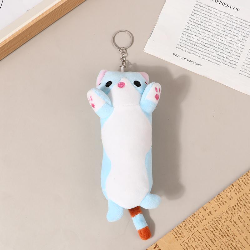 Lovely Long Cat Plush Doll Toys Soft Stuffed Animal Keychain Backpack Pendant For Kids Girls Birthday Gifts