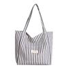 Holiday French Stripe Canvas Tote: Versatile, Lightweight Shoulder Bag with Large Capacity for Women