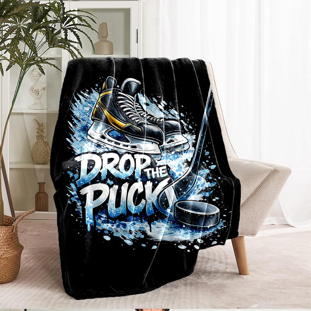 ice hockey Theme Printed Blanket - Perfect for Couch, Bed, Travel & Outdoor Use | Machine Washable, Cozy & Durable.
