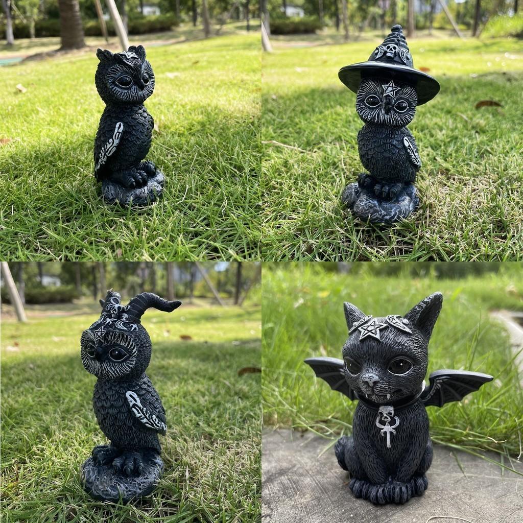 Завораживающая фигурка совы из смолы на тему Хэллоуина Очаровательная скульптура животного для декора