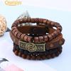 4 шт./компл. старинные мужские деревянные бусины из искусственной кожи браслет веревка ювелирные изделия Шарм подарок