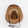 Men Straw Cowboy Hat Sun Hat Folding Western Wide Curved Brim with Adjustable Chin Strap Hat