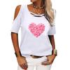 Women Fashion Off Shoulder Top Summer Print Short Sleeve Tee Shirt Ladies Casual Round Neck T-shirt