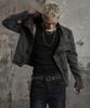 LANARCHIVE [0158] Diagonal Pigment High-Neck Jacket - Charcoal