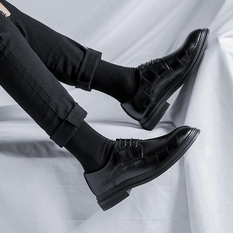 Повседневная обувь корейской версии, модные британские мужские кожаные костюмные туфли для свадьбы, деловые туфли из кожи 19931-R