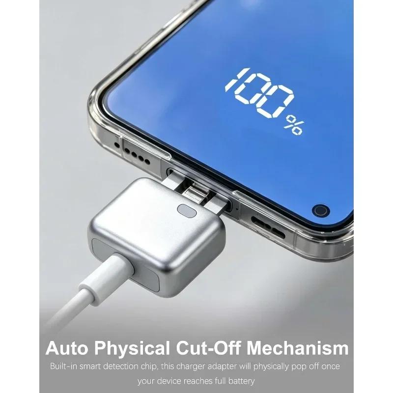 Full‑Charge Auto Disconnect Charger Protector Type‑C Auto Power‑Off Adapter Anti‑Overcharge Protection Mobile Phone Charging