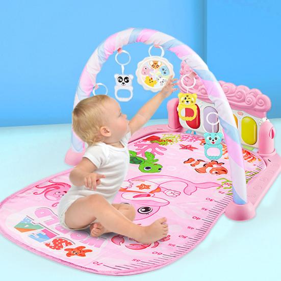 Soft Lighting Baby Gym Play Mat Lovely Dolphin Print Toddler Blanket Breathable with Mirror