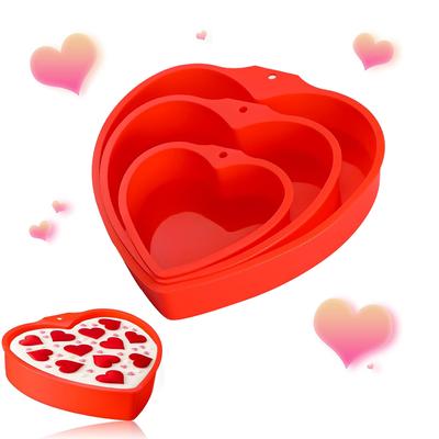 3 шт. Различные размеры Красные формы для торта в форме сердца Многоразовые силиконовые формы с антипригарным покрытием
