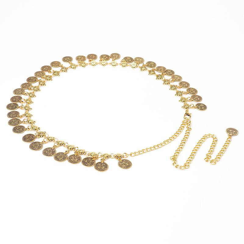 Стильный металлический пояс на талию с подвеской-монетой и застежкой-крючком для женской моды