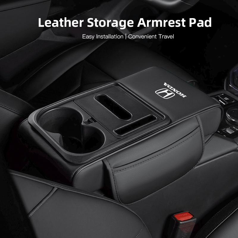 ABO2  Car Armrest Cushion With Cup Holder & Tissue Organizer For Honda CR-V Accord Civic HR-V Pilot Odyssey Fit Jazz Vezel CITY Freed