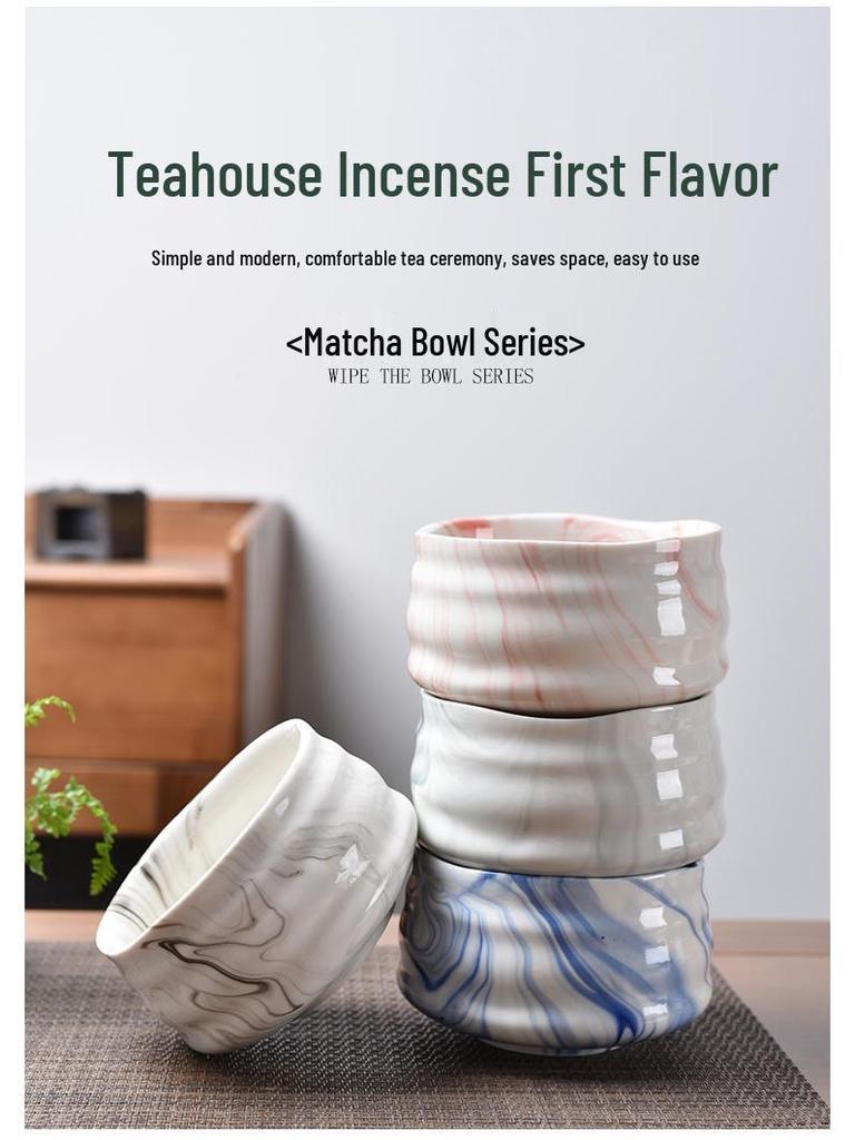 Японский чайный сервиз матча: Керамическая чаша, подставка для часена и инструменты в стиле эпохи Сун