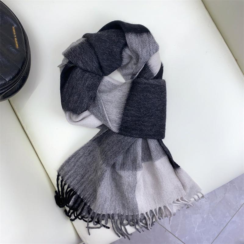 100% Wool Plaid Scarf for Women and Men - Warm, Stylish Gift for Winter