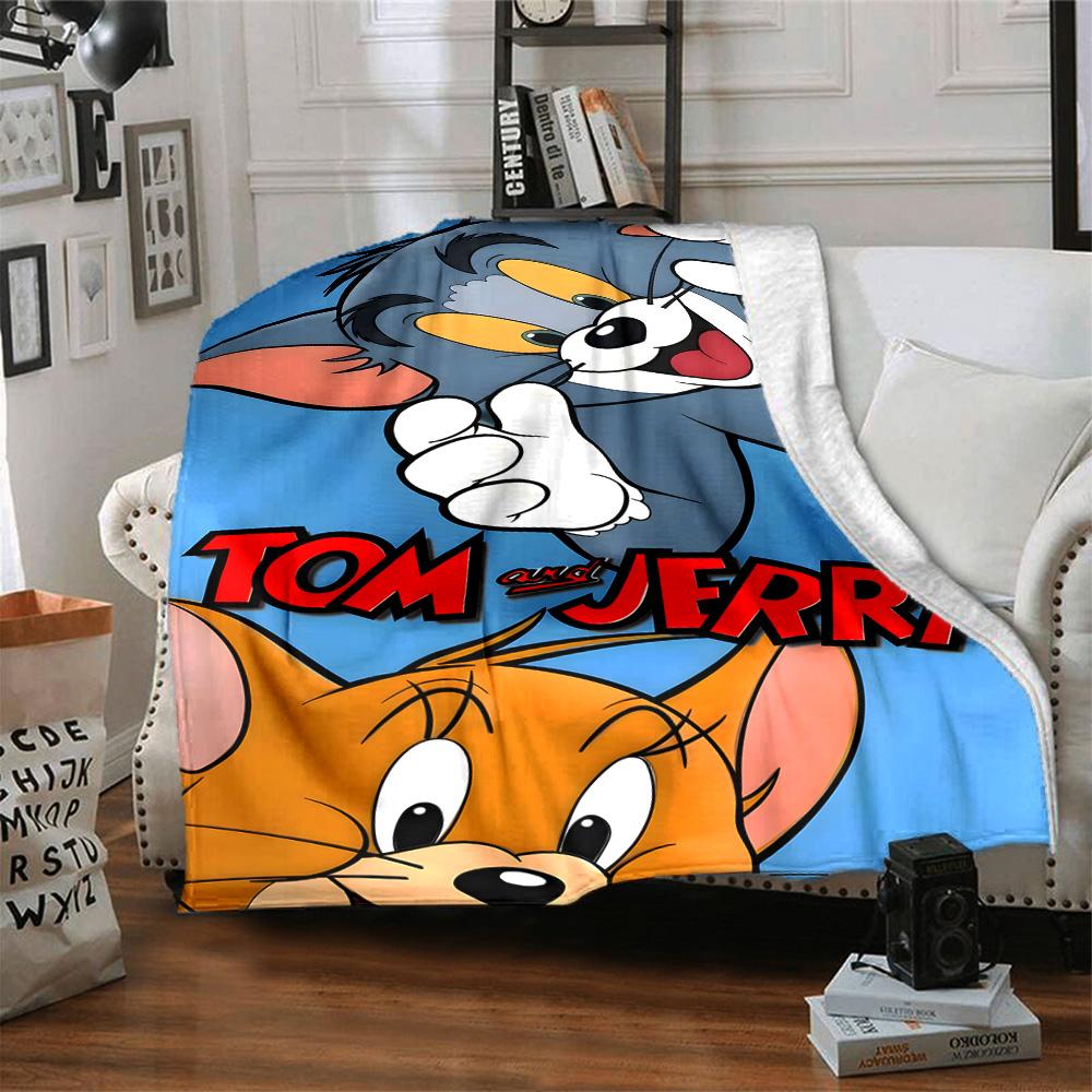 Tom Jerry Blanket Comfortable Perfect for Chair Seaside Bedding Four Seasons Universal Modern Style Ideal Gift For Birthday Valentine'S Day