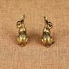 1 Pair Antique Copper Zodiac Lucky Rabbit Statue Ornaments Vintage Solid Brass Animal Miniature Figurine Tea Pet Desk Decoration