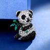 Niche Design Sense Panda Brooch Female Cartoon Animal Rhinestone Pin Temperament Anti-Light Corsage Accessories