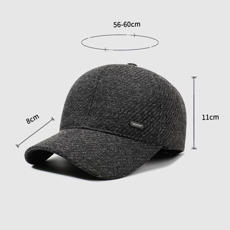 Autumn Winter Men's Warm Cap Middle-Aged Winter Baseball Cap Outdoor Velvet Thick Cotton Cap