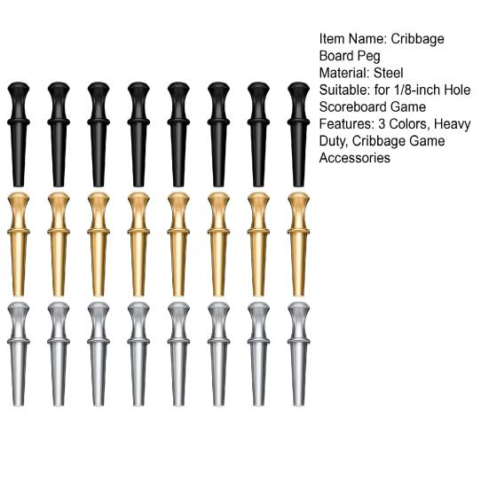 24 шт./набор Металлические колышки для криббидж-доски Подходят для отверстий 1/8 дюйма 3 цвета Табло для криббиджа Заостренные колышки для подсчета очков Аксессуары для игры в криббидж