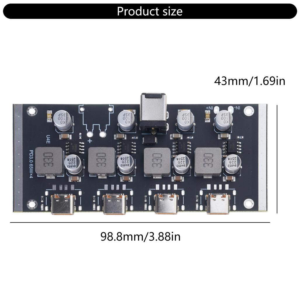 4 Way Output PD65W Fast Charging Module Type C Interfaces Support PD3.0/2.0 Fast Charging Board for Phone Laptop