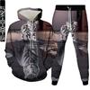 Planet Tiger Animal Cat Unicorn Moon Galaxy Flame Costume Homme 2 Pieces 3D Tracksuit Clothes For Men Hoodies+Trousers Set S-6XL