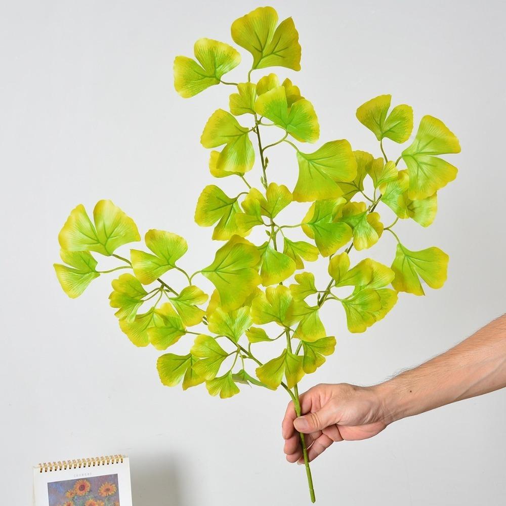 Plastic Artificial Ginkgo Leaves Branches Elegant Ginkgo Leaf Plant Fake Ginkgo Stems Coffee Shop