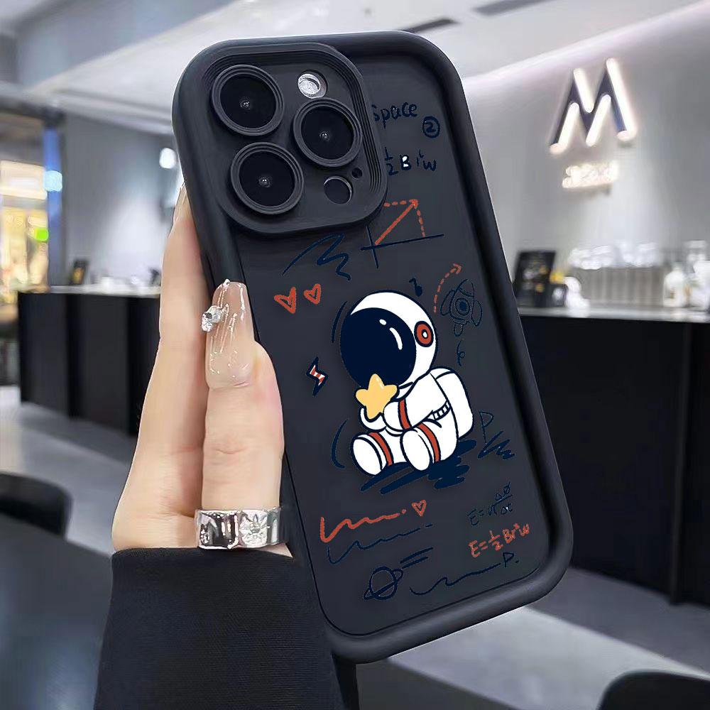 Мультяшный Чехол Астронавт Космос Для Телефона iPhone Apple 17 AIR 16 16E 11 12 13 14 15 XR Plus Pro Max Чехол Своими Руками TPU Ударопрочный Чехол