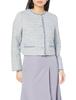 Laisse Passe Tweed Blue Women's No-Collar Jacket,
