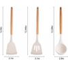 Non-Stick Silicone Cooking Utensils Set, 3 Pcs With Wooden Handle, Silicone Kitchen Gadgets (Cream, 3)