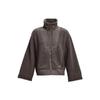 Solid Color Spliced Stand Collar Zip Jacket Women Jackets Brown 1373659-176