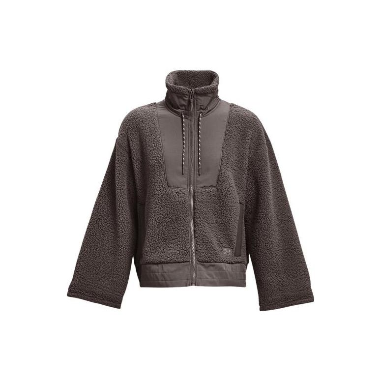 Under Armour Solid Color Spliced Stand Collar Zip Jacket Women Jackets Brown 1373659-176