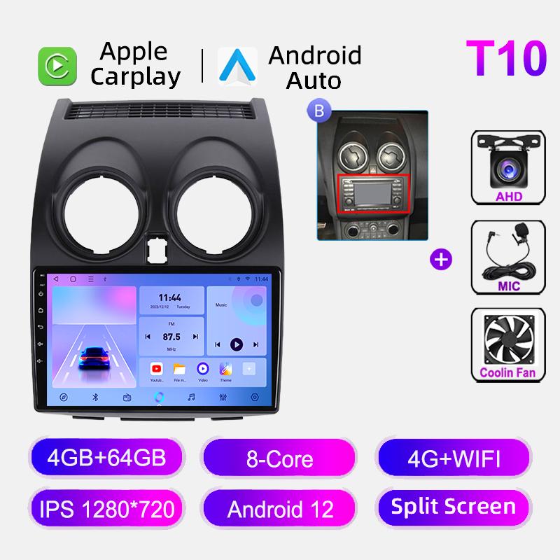 Автомобильное радио Android Auto для Nissan Qashqai J10 2006-2013 Carplay 4G WIFI GPS навигация Автомагнитола Видеоплеер Без 2din головного устройства