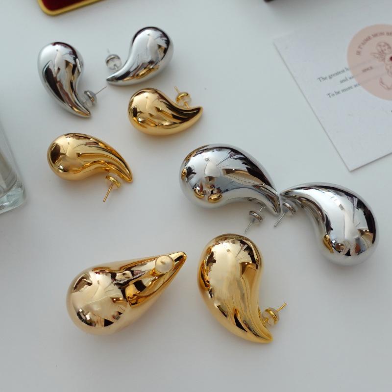 Металлические серьги-гвоздики в форме капли воды, Стиль, Модная индивидуальность, Преувеличенные серьги, Холодная атмосфера, Серьги Advanced Sense